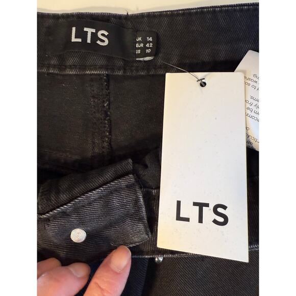 NWT Long Tall Sally Pearl Stud Skinny Jeans Black Denim 36” Inseam US 10 - Picture 2 of 9